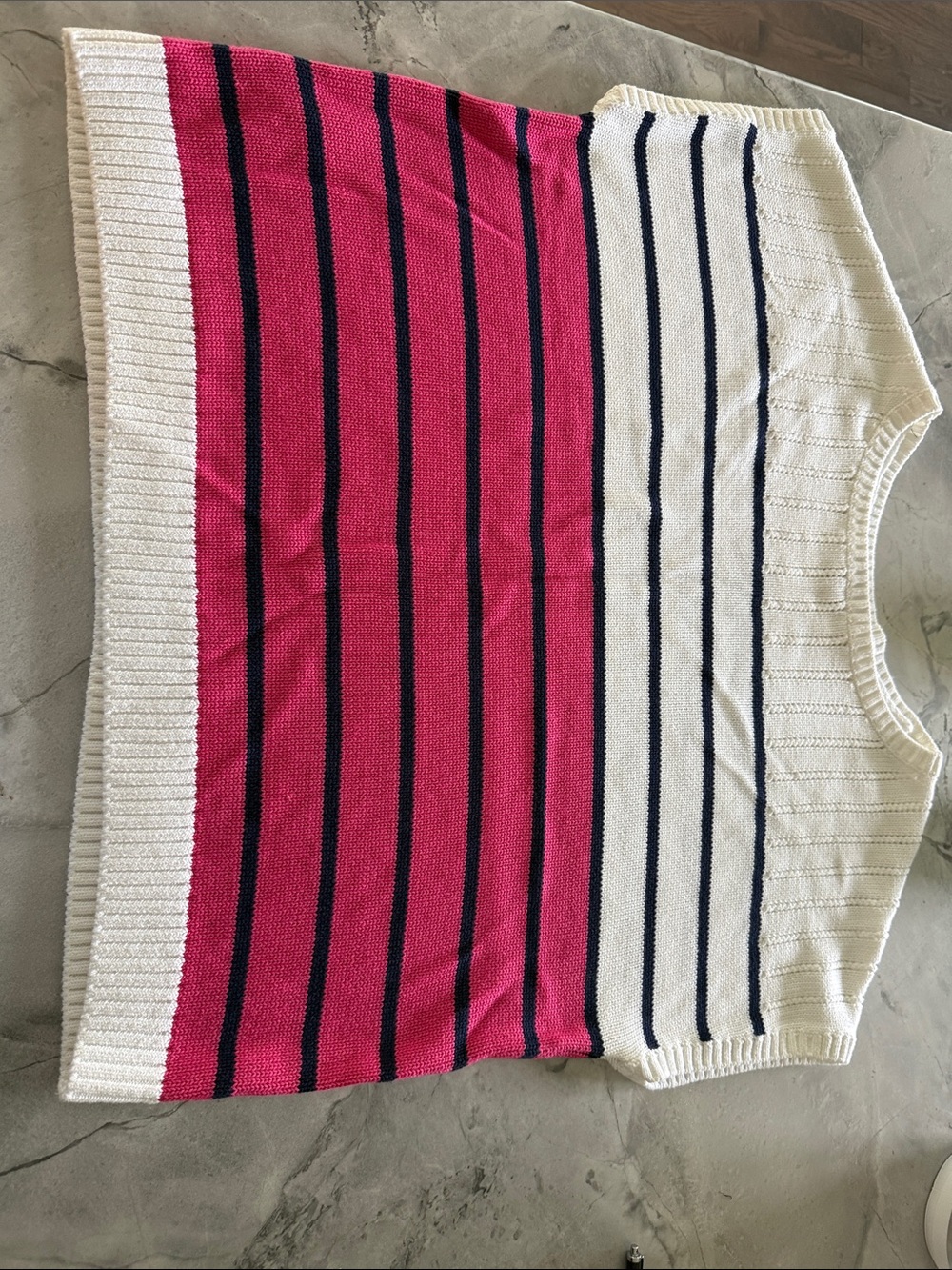 Tommy Bahama White, Pink & Navy Striped Knit Top